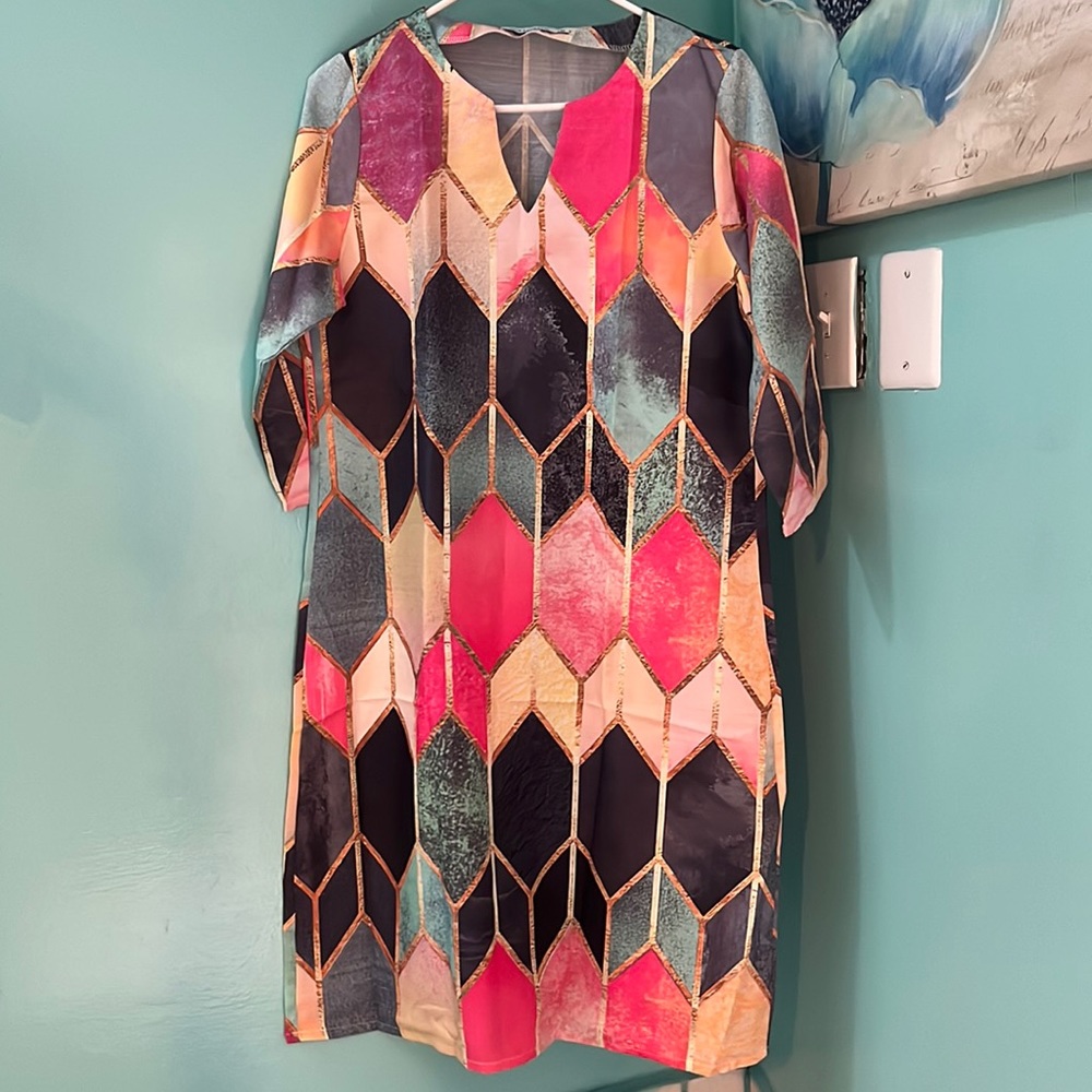 MISSLOOK brand new never used casual midi multicolor dress in size M
